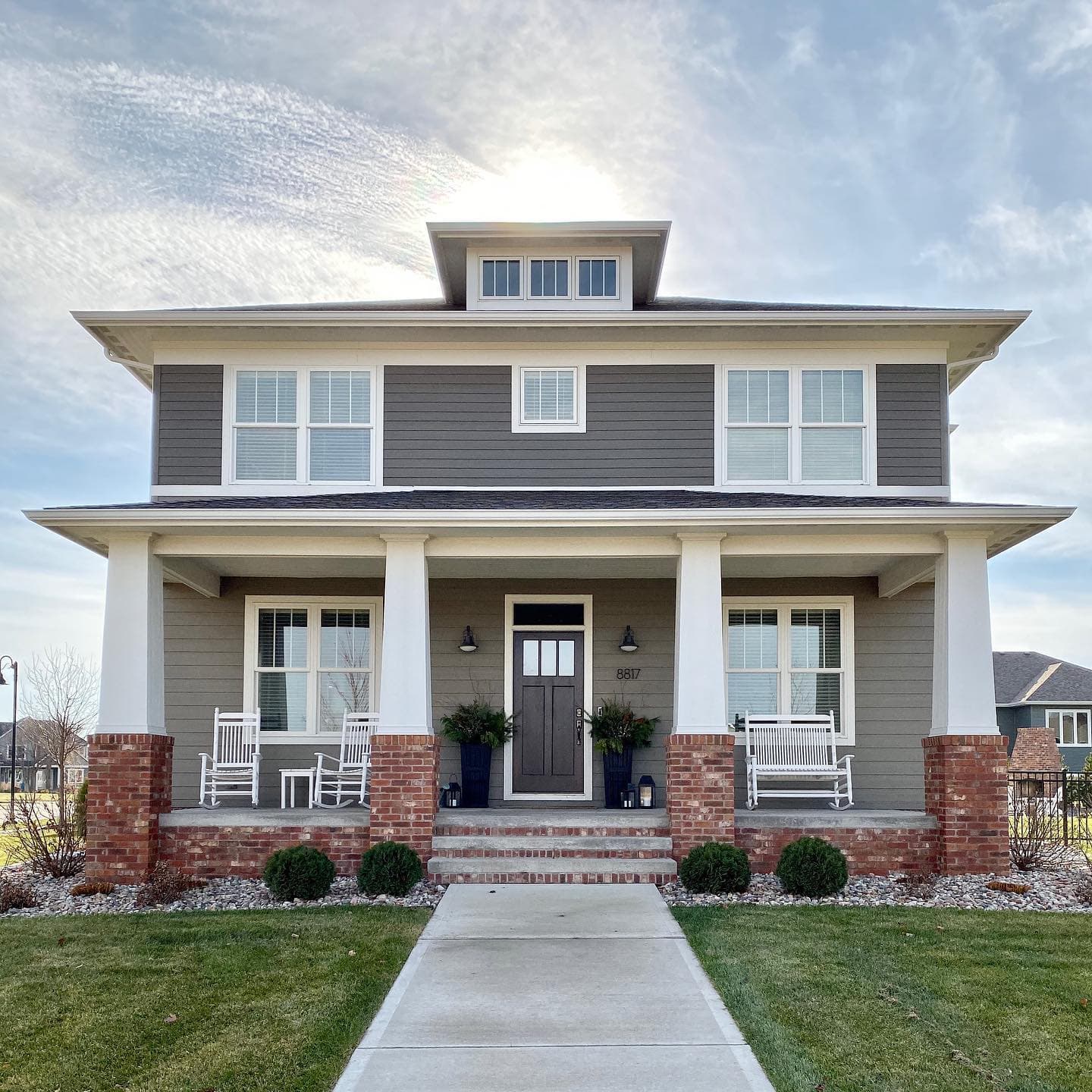 Large two-story Craftsman house in Hardie Plank siding in Iron Gray